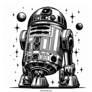 R2-D2 Coloring Page For Kids