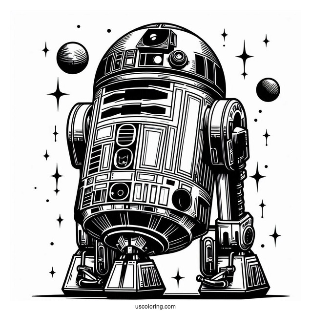 R2-D2 Coloring Page For Kids