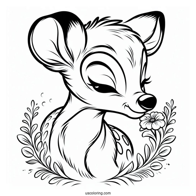 Bambi Nose-To-Nose With Faline Coloring Sheet