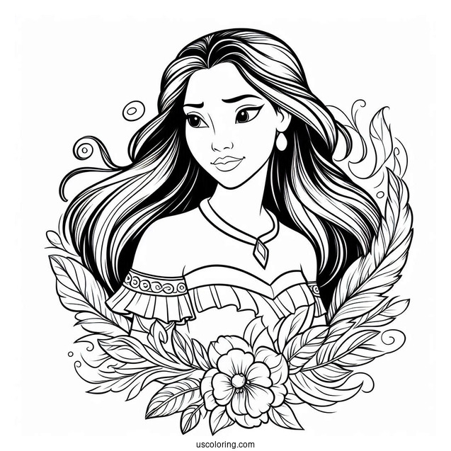 Detailed Coloring Page Pocahontas