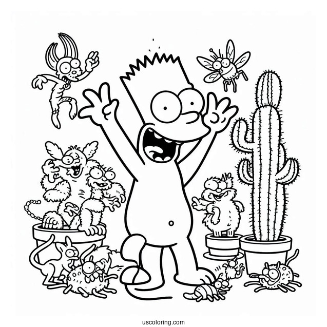 The Itchy And Scratchy Show Coloring Sheet