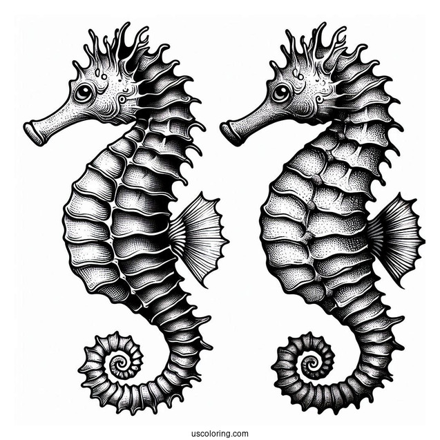 Realistic Looking Seahorse To Color