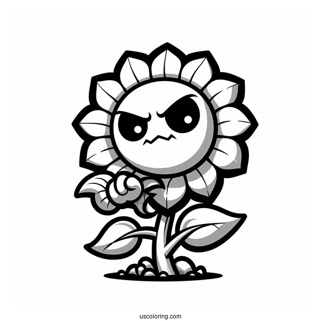 Plants Vs Zombies Sunflower Coloring Page