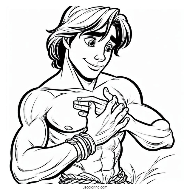 Young Tarzan Coloring Page Beating His Chest For Kids