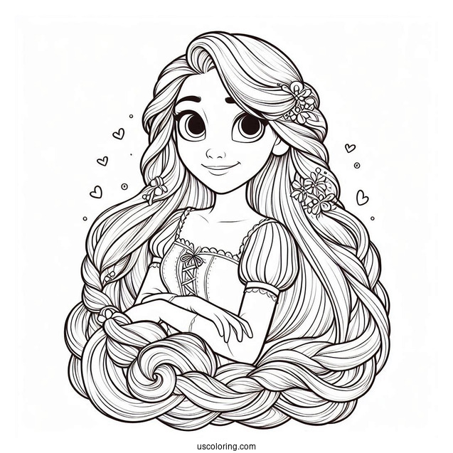 Rapunzel With Long Hair Coloring Page