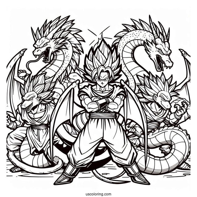 Dragon Team Coloring Page