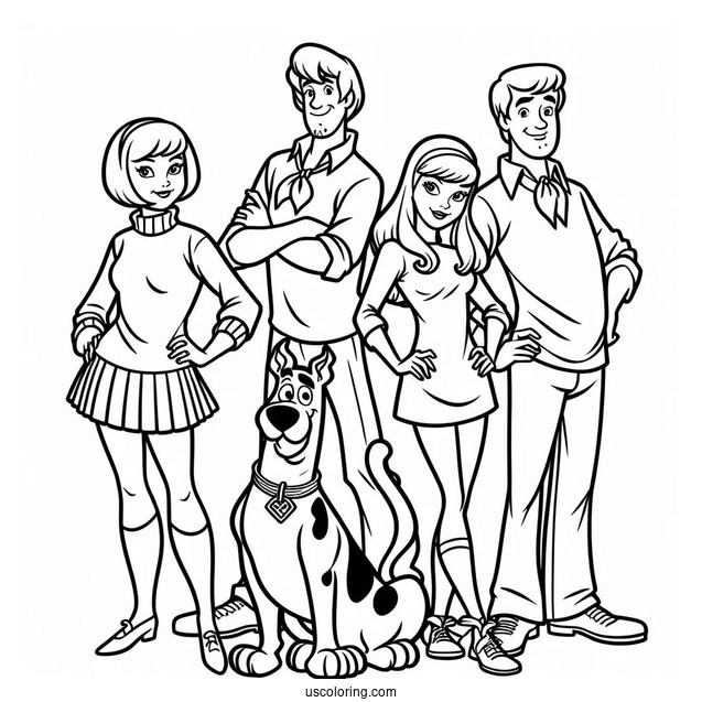The Scooby Gang Coloring Page For Kids