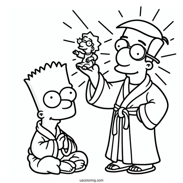 Milhouse And Bart Wearing Robes To Color
