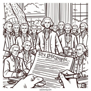America s Founding Fathers Signing The Constitution Coloring Page For Kids