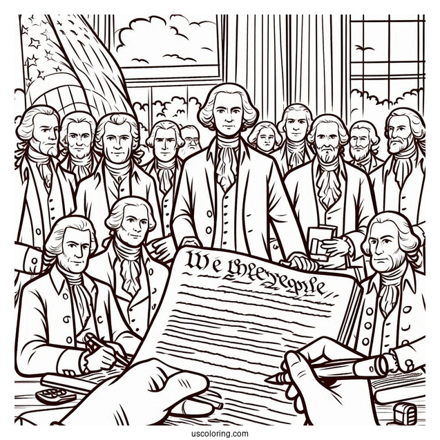 America s Founding Fathers Signing The Constitution Coloring Page For Kids
