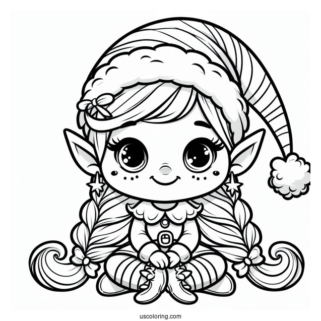 Easy To Color Elf For Toddlers