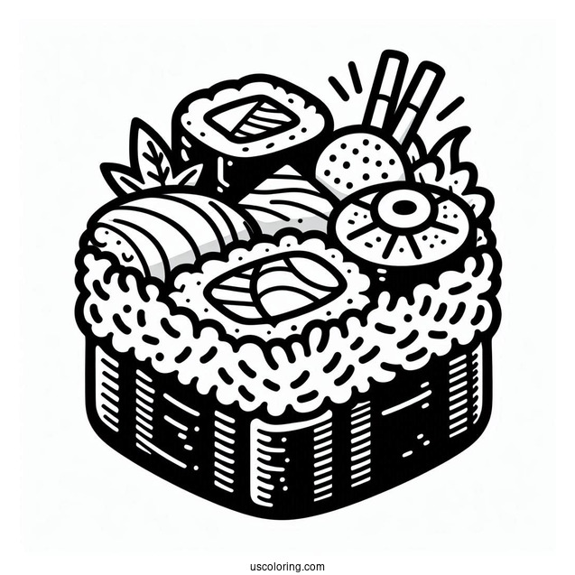 Full Page Cartoon Sushi Coloring Pages