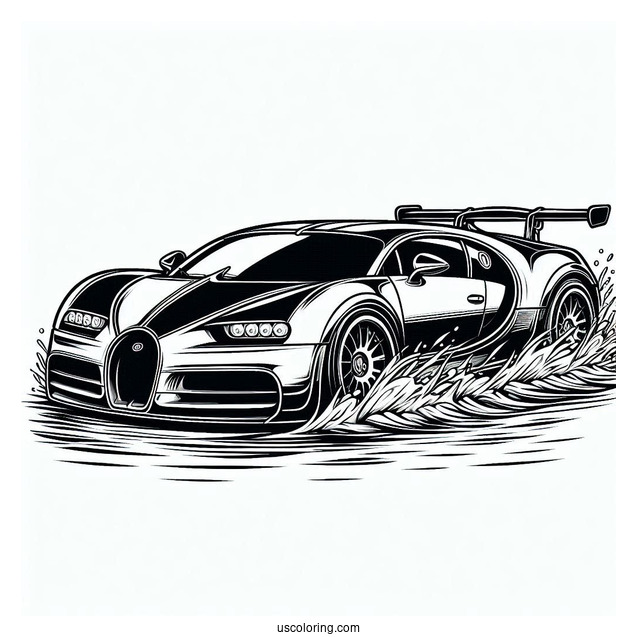 Easy Bugatti Coloring Page Dive For Kids