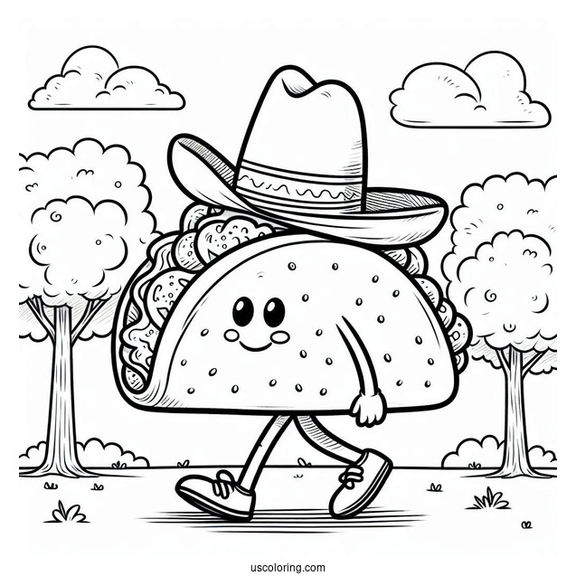 Taco With A Fedora Hat Strolling In The Park