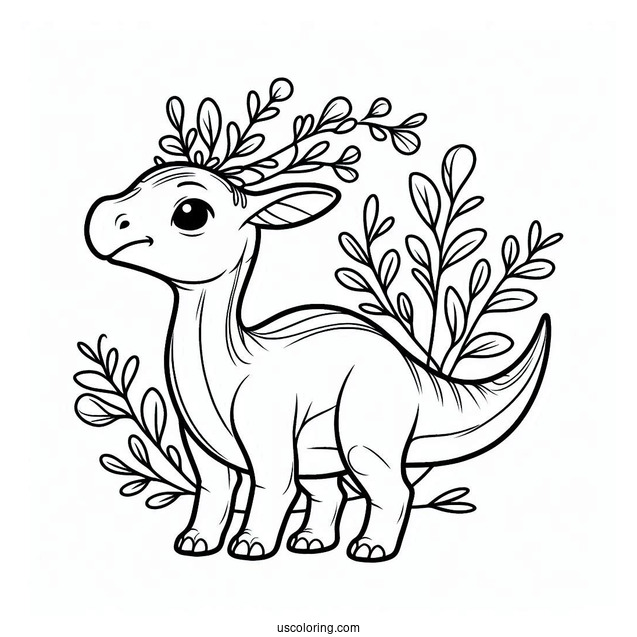 Easy Parasaurolophus Coloring Page For Preschoolers