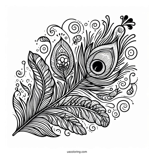 Peacock Bird Feather Coloring In