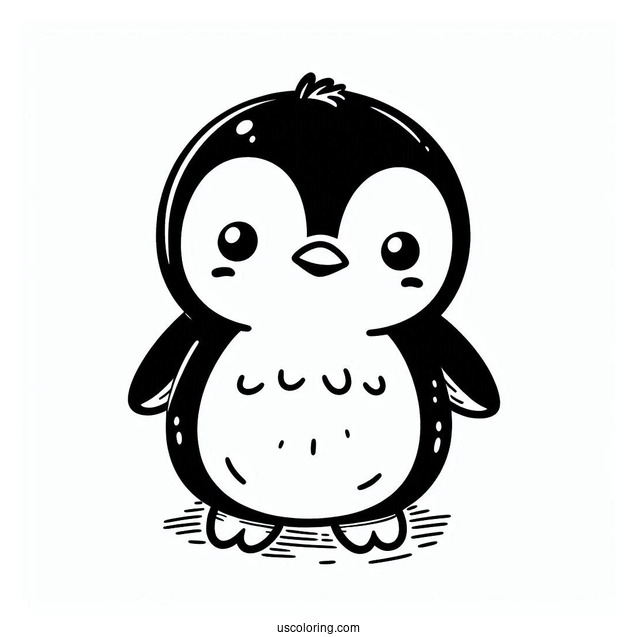 Cute Baby Penguin To Color In For Toddlers