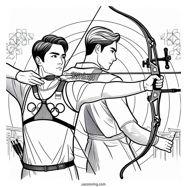 Man In Olympics Coloring Page Of Archery Competition