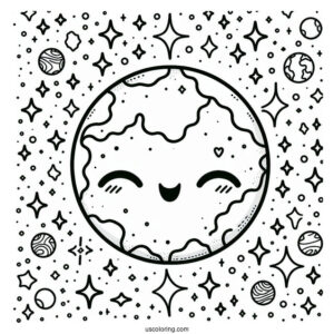Happy Little Earth With Sparkling Background