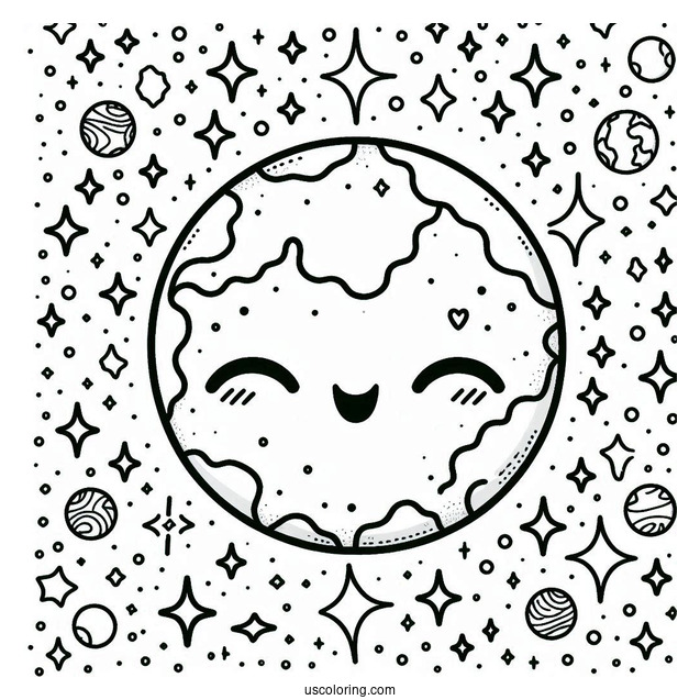 Happy Little Earth With Sparkling Background