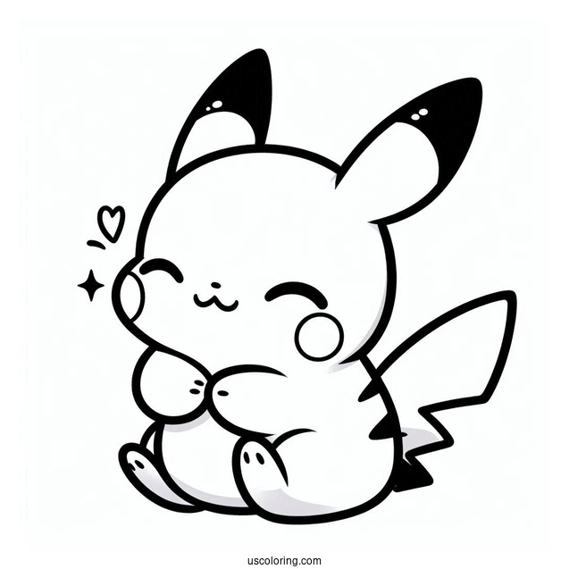 Kawaii Baby Pikachu Coloring In For Preschoolers