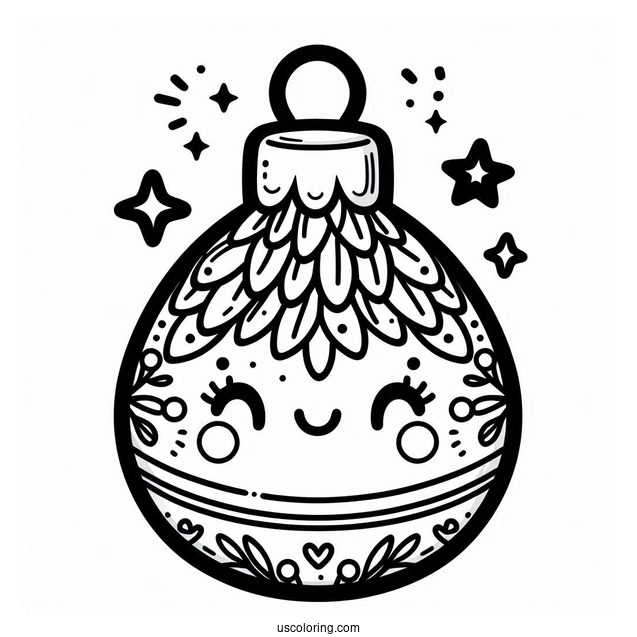 Cartoon Tree Ornament Christmas Ornaments Coloring Page