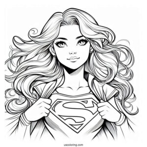 Kara Zor El Turning Into Supergirl Coloring Page
