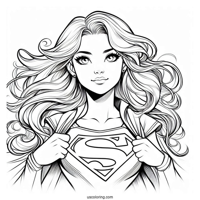 Kara Zor El Turning Into Supergirl Coloring Page