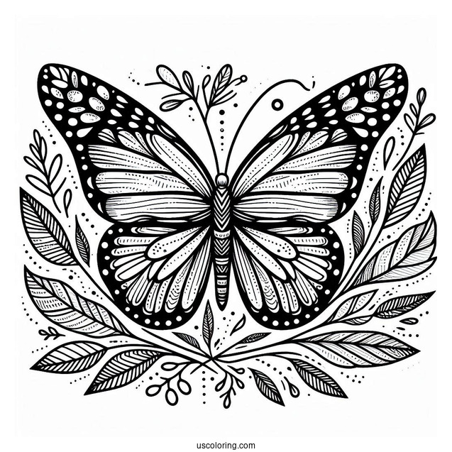 Easy Monarch Butterfly Coloring In