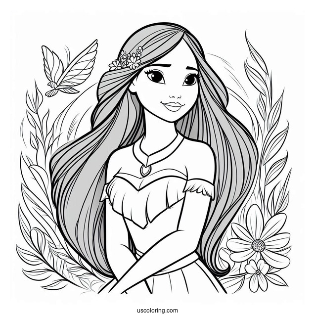 Muland And Pocahontas Coloring Sheet For Kids