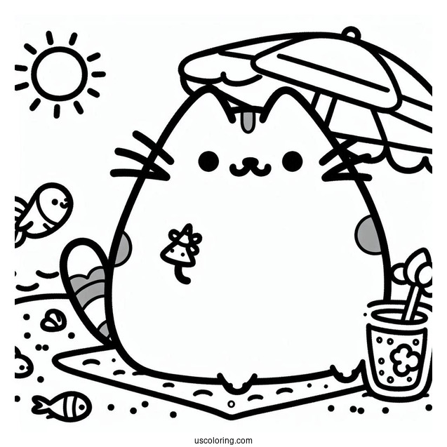 Pusheen At The Beach During Summer
