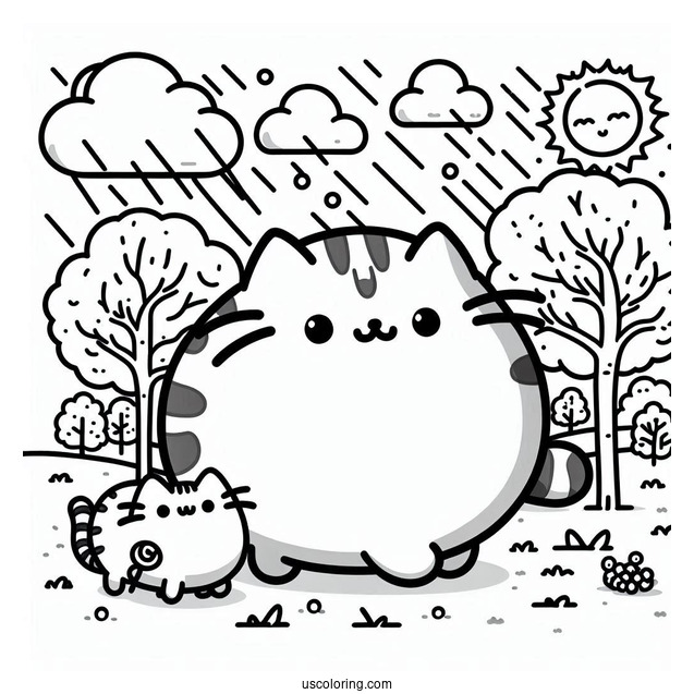 Pusheen And Stormy Walking In Park