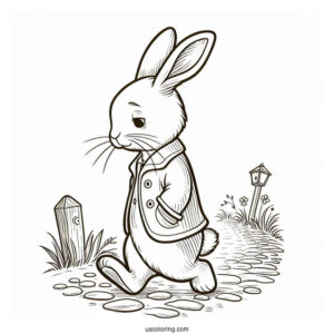 Easy Peter Rabbit Coloring Page Walking Down A Path