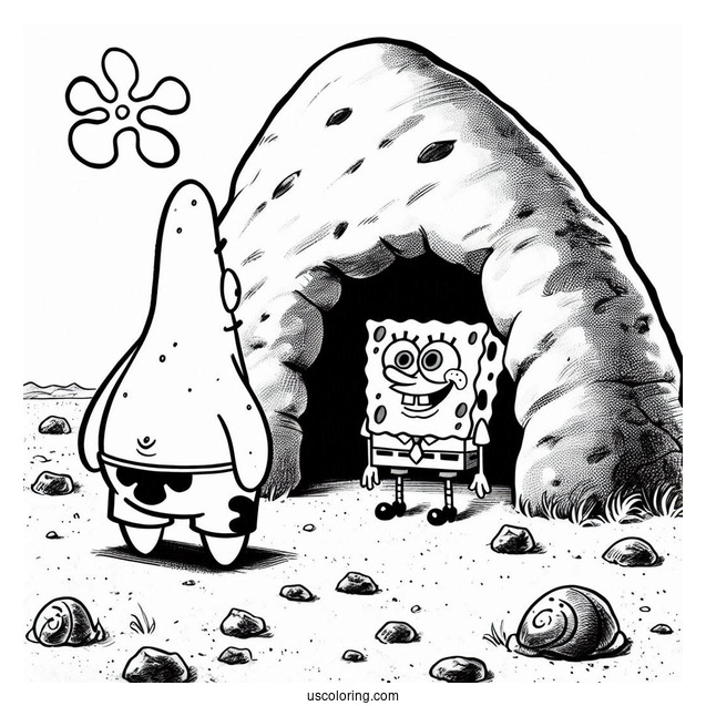 SpongeBob Saying Hello To Patrik Under His Rock