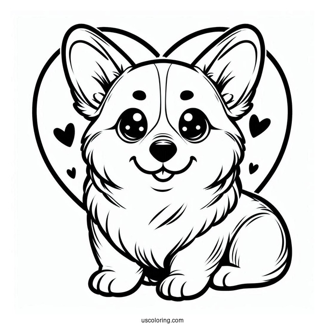 Heart Shaped Corgi Coloring Page Butt