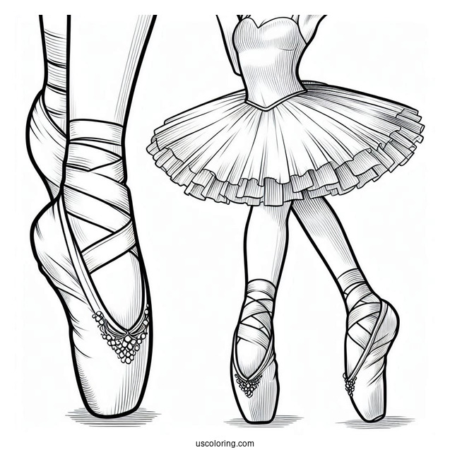 Ballerina Dance Shoes Coloring Sheet