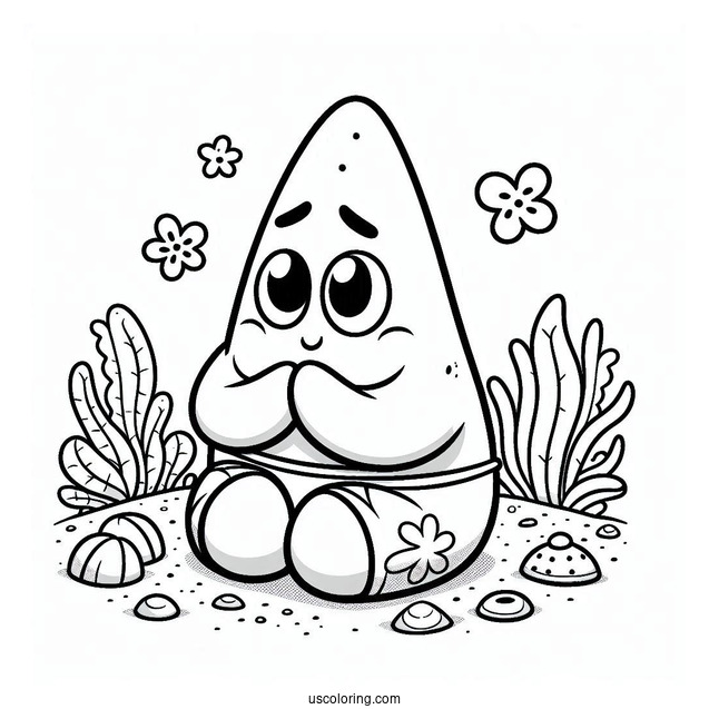 Patrick Star Coloring Page Kneeling On The Ground