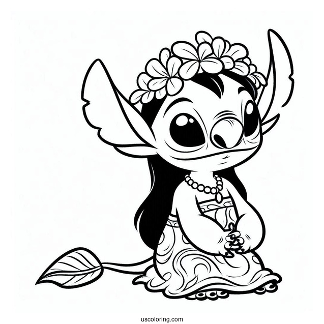 Lilo & Stitch Coloring Page Of Simple Nani Pelekai For Kids