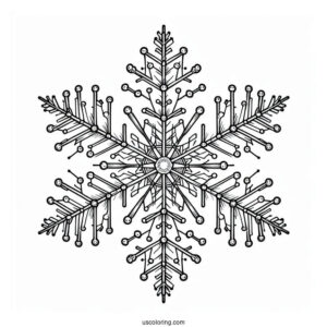 Stellar Dendrite Snowflake Coloring Page Outline