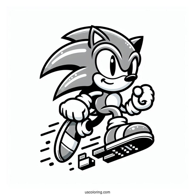 2D Retro Sonic Coloring Page