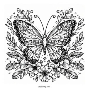Butterfly With Floral Wings Coloring Page