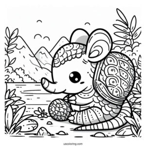 Raya And The Last Dragon Coloring Page Of Kawaii Tuk Tuk The Armadillo For Kids