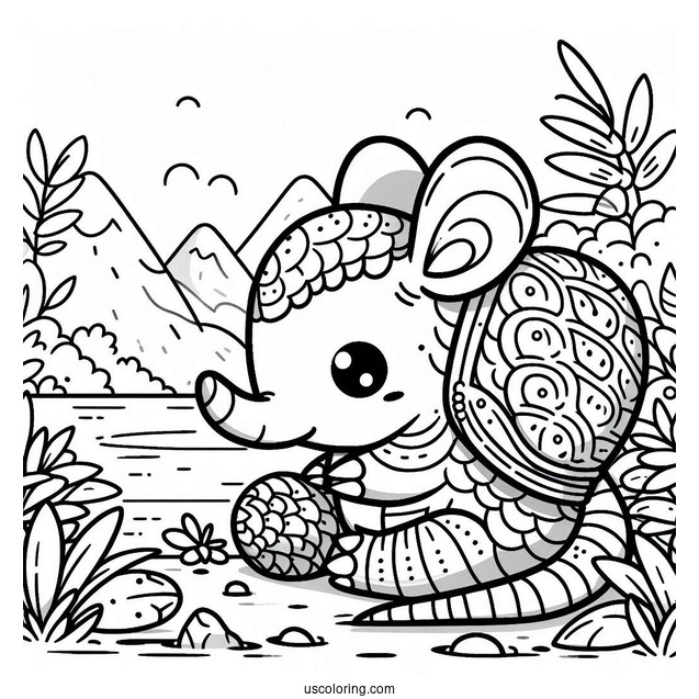 Raya And The Last Dragon Coloring Page Of Kawaii Tuk Tuk The Armadillo For Kids