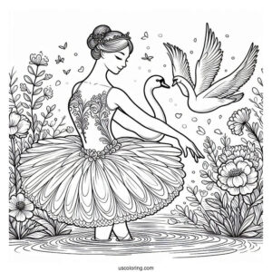 Swan Lake Ballerinas Coloring Page