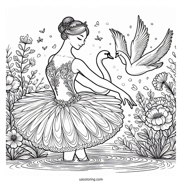 Swan Lake Ballerinas Coloring Page