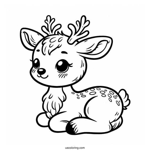 Coloring Page Of a Baby Reindeer For Preschoolers