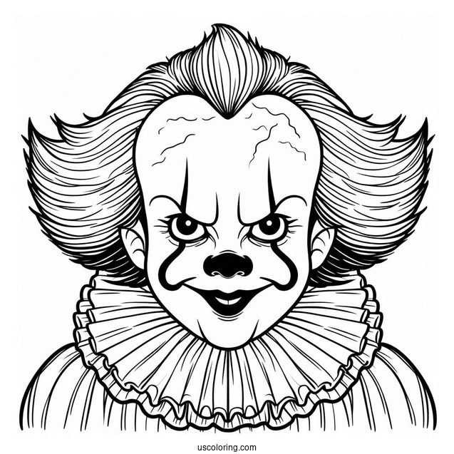 Smiling Pennywise Coloring Page In Halloween