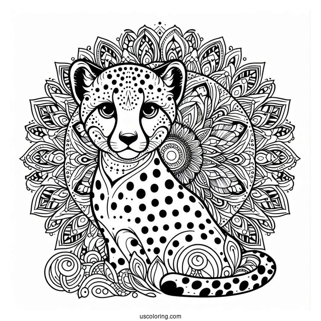 Cheetah Coloring Page Of Mandala