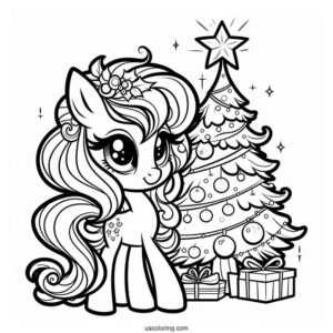 My Little Pony Decorating Christmas Tree To Color