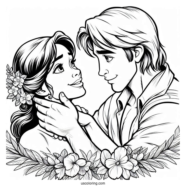 Tarzan Coloring Page Looking Lovingly At Jane